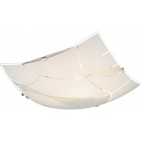 Globo Lighting Paranja 40403-1 Plafoniera quadrata con vetro satinato decorato, 1 E27, Moderna e Luminosa, 25 x 25 cm