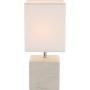 Lampada da comodino con base cubica in ceramica beige e paralume in tessuto bianco Globo Lighting Geri 21675, 1 E14, IP20