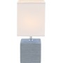 Lampada da comodino con base cubica in ceramica grigia e paralume in tessuto bianco Globo Lighting Geri 21676, 1 E14, IP20