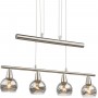 Sospensione moderna con vetri fumé decorati struttura cromo satinato regolabile in altezza Globo Lighting Roman 54348-4Z, 4 E14