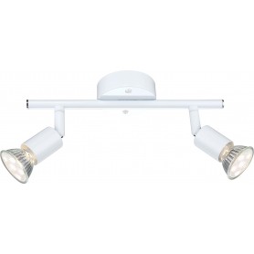 Barra 2 faretti spot orientabili bianchi Globo Lighitng Olana 57381-2L, 2 GU10, Ideale per specchi o quadri, Semplici e luminosi