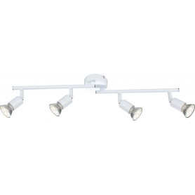 Barra 4 faretti spot orientabili bianchi Globo Lighitng Olana 57381-4L, 4 GU10, Ideale per specchi o quadri, Semplici e luminosi