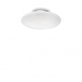 Plafoniera Ideal Lux Smarties BI PL2 D40 Bianca con diffusore in vetro bianco soffiato, Struttura in metallo bianco, 2 E27, IP20
