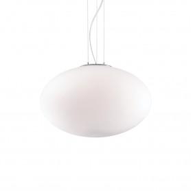 Sospensione Ideal Lux Candy SP1 D50 con diffusore in vetro bianco soffiato, 1 E27, Struttura in metallo, Diametro 50 cm, IP20