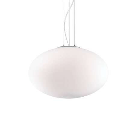 Sospensione Ideal Lux Candy SP1 D50 con diffusore in vetro bianco soffiato, 1 E27, Struttura in metallo, Diametro 50 cm, IP20