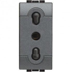 Presa bipasso Bticino Living Light L4180 2P+T, 10/16A, 250V, Antracite, Alveoli schermati, Serie Civili, MADE IN ITALY