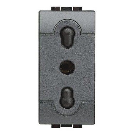 Presa bipasso Bticino Living Light L4180 2P+T, 10/16A, 250V, Antracite, Alveoli schermati, Serie Civili, MADE IN ITALY