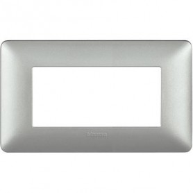 Placca 3 posti Iron Bticino Matix AM4803MIR, Grigio Metallizzato, 3 moduli, Tecnopolimero