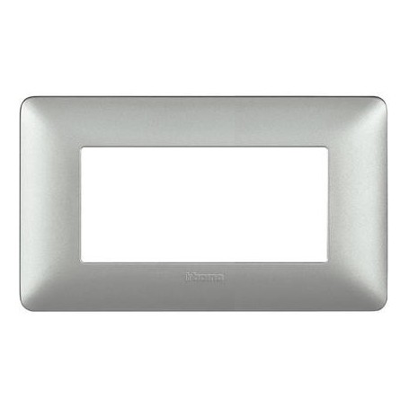 Placca 3 posti Iron Bticino Matix AM4803MIR, Grigio Metallizzato, 3 moduli, Tecnopolimero