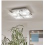 Plafoniera Eglo Almana 94226 con vetro trasparente decorato e base cromo lucido, 4 GU10, 29 x 29 cm, Moderna e luminosa 