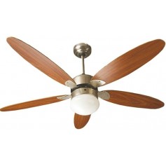 Ventilatore da soffitto con luce e telecomando Diametro 132 cm Zephir ZFR9111M, 3 Velocità, Reversibile, 5 Pale in legno marrone