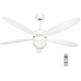 Ventilatore da soffitto con luce e telecomando Diametro 132 cm Zephir ZFR9111B, 3 Velocità, Reversibile, 5 Pale in legno bianco