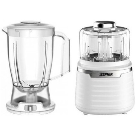 Frullatore Tritatutto XL 2in1 con Lame in Acciaio Inox Zephir ZHC1700, 1000W, Frullatore da 1,5 Litri, Tritatutto da 700 ml