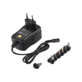 Alimentatore universale 3-12V DC 1000 mAh con 6 spinotti inclusi Melchioni 491929026, Utile per PC e Notebook, Nero