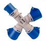 Moltiplicatore tripla industriale con 3 Prese CEE Blu 16A 2P+T e 1 Spina CEE Blu 16A 2P+T FG23603, IP44, 230V