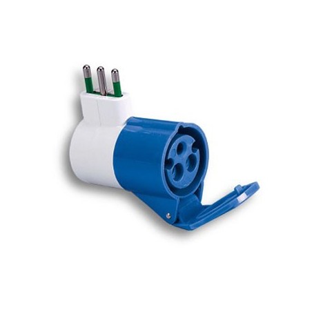 Adattatore industriale da Presa CEE Blu 16A 2P+T a Spina Civile 16A Fanton 73000, Sistema civile a industriale, MADE IN ITALY