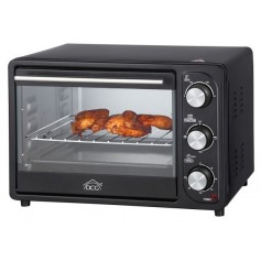 Forno elettrico 20 litri con timer da 60 minuti e termostato regolabile DCG MB9820N, 1300W, Grigia e teglia in dotazione, Nero