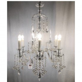 Lampadario classico in cristallo trasparente di Boemia a 6 luci Marino Cristal 555214/6, 6 E14, Pendenti a forma di fiore