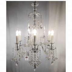 Lampadario classico in cristallo trasparente di Boemia a 6 luci Marino Cristal 555214/6, 6 E14, Pendenti a forma di fiore