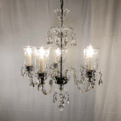 Lampadario classico in cristallo trasparente di Boemia a 5 luci Marino Cristal 126240/5, 5 E14, Pendenti a forma di goccia