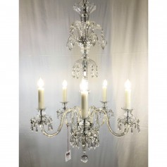 Lampadario classico in cristallo trasparente di Boemia a 5 luci Marino Cristal 125248/5, 5 E14, Ricco di pendenti