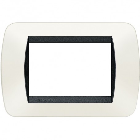 Placca Bianca 3 posti Bticino Living International L4803PB, 3 Moduli, Cornici nera, Tecnopolimero, Serie Civili, MADE IN ITALY