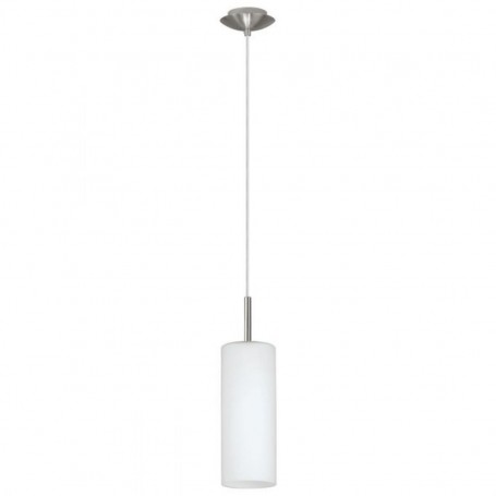 Sospensione Eglo Troy 3 85977 con diffusore cilindrico in vetro bianco, 1 E27, Regolabili in altezza, Luminosa e Moderno