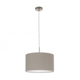 Sospensione Eglo Pasteri 31572 con diffusore in tessuto tortora, 1 E27, Base Cromo satinato, Regolabile in altezza, Moderna