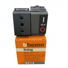 Bticino Living 4514 Blocco con presa 10A e interruttore automatico magnetotermico 10A, Serie Civili, MADE IN ITALY