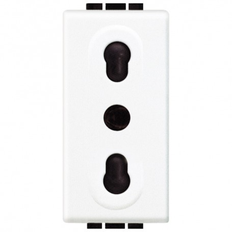 Presa bipasso Bticino Living Light N4180, 1 Modulo, 10A-16A, Bianco, 250V AC, Serie Civili, MADE IN ITALY