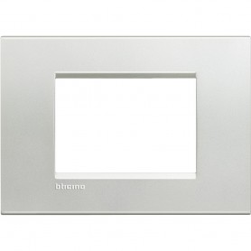 Placca Bticino Living Light LNA4803AG 3 moduli Argento, Materiale metallico, MADE IN ITALY, Placca Quadra