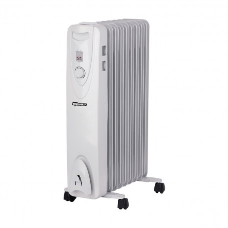 Termozeta TZ21 Radiatore Olio 9 elementi con ruote, 3 Potenze 800W-1200W-2000W, Termostato regolabile, Struttura in Metallo