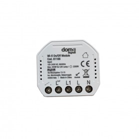 Beghelli Dome 81168 Modulo attuatore Wi-Fi ON-OFF, Smart con App Beghelli DOME, Uscita relè, Massimo 250W Lampadine LED, IP20