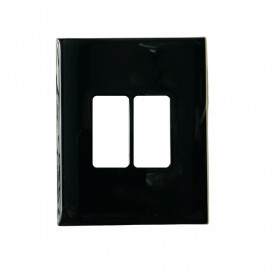 Placca Vimar 08606.N a 2 posti in alluminio nera, fissaggio a scatto