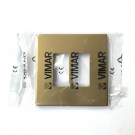 Vimar 8000 08606.BR Placca 2 posti Ottone in alluminio per cassetta quadrata, Serie Civile: Coppolav.it