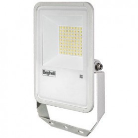 Faro LED 50W IP66 Beghelli 86152 Floodlight FL, 5000 Lumen, Luce Naturale, Per esterni, 4000K, Alluminio pressofuso Bianco, IK 7