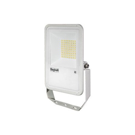 Faro LED 50W IP66 Beghelli 86152 Floodlight FL, 5000 Lumen, Luce Naturale, Per esterni, 4000K, Alluminio pressofuso Bianco, IK 7