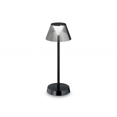 Ideal Lux Lolita TL1 Nera Lampada da tavolo Ricaricabile, IP54 , 3W LED, Luce calda, Autonomia 14 ore, Dimmerabile