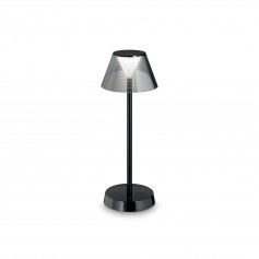 Ideal Lux Lolita TL1 Nera Lampada da tavolo Ricaricabile, IP54 , 3W LED, Luce calda, Autonomia 14 ore, Dimmerabile