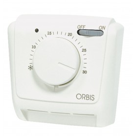 Termostato da parete per ambiante Orbis Clima MLI OB320522, Regolazione 5-30°C, IP20, per riscaldamento e condizionatori, Bianco