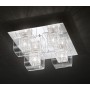 Plafoniera moderna con vetri trasparenti e gabbiette in metallo interne Perenz 5932,4 G9, Struttura in metallo cromo lucido