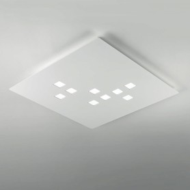 Plafoniera Cattaneo Plateau 773/40P Bianca, Sistema LED 27W, Luce calda, 2280 Lumen, Struttura in metallo, MADE IN ITALY