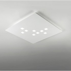 Plafoniera Cattaneo Plateau 773/52P Bianca, Sistema LED 41W, Luce calda, 3420 Lumen, Struttura in metallo, MADE IN ITALY