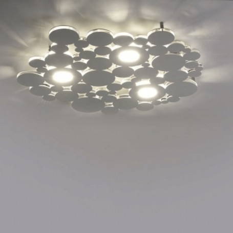 Plafoniera LED Bianca moderna Cattaneo Bolle 755/60OPA, Sistema LED Integrato 51W, Luce calda, 4500 Lumen, MADE IN ITALY