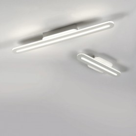 Plafoniera LED Bianca moderno Cattaneo Tratto 754/90PA, Sistema LED Integrato 45W, Luce calda, 4500 Lumen, MADE IN ITALY