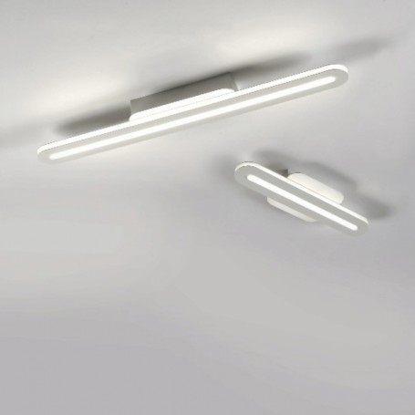 Plafoniera Cattaneo Tratto 754/90PA Bianca, Sistema LED 45W, Luce calda, 4500 Lumen, Struttura in metallo, MADE IN ITALY, IP20