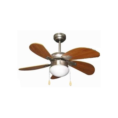 Ventilatore a soffitto con 5 pale in legno marroni e luce Zephir ZFS576M, 3 Velocità, Comandi a cordicella, 1 E27, Reversibile