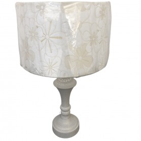Lume da comodino Ideal Lux Crack TL1 Small con paralume decorato a fiori, 1 E27, Struttura bianca in metallo, Diametro 22 cm