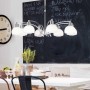 Sospensione Ideal Lux Tokyo SP8 con struttura in metallo cromo lucido, 8 E14, Vetro soffiato bianco, Regolabile in altezza