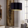 Sospensione Eglo Maserlo 31599 con fascia in tessuto Nero e oro, 1 E27, Diametro 380 mm, Altezza regolabile, Struttura Nickel